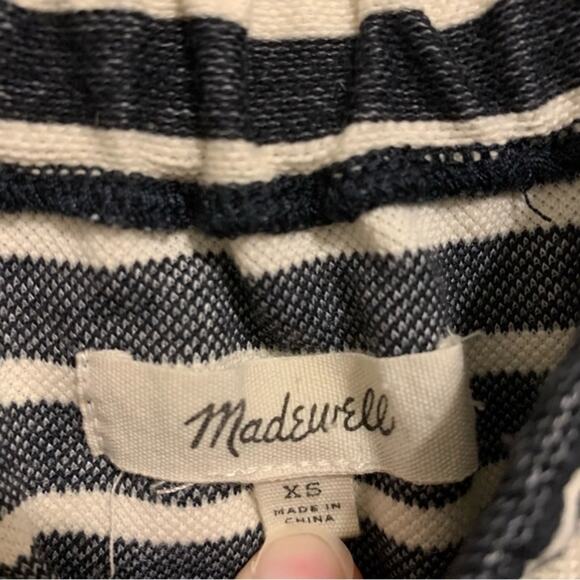Madewell Black and White Striped Short Sleeve Off Shoulder Mini Dress - Picture 5 of 8